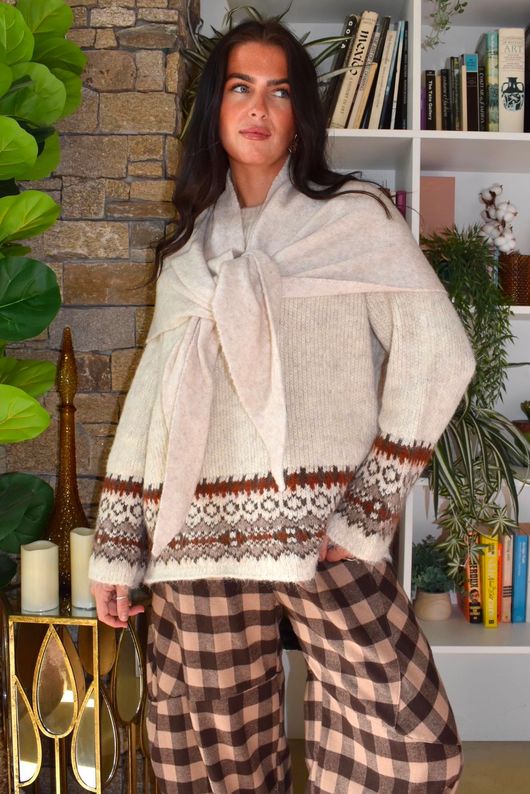 Nora Knit Shawl Oatmeal